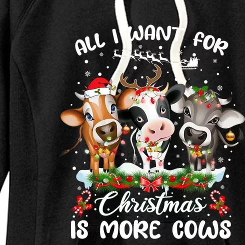 All I Want For Christmas Is More Cows Xmas Pajamas Women's Fleece Hoodie