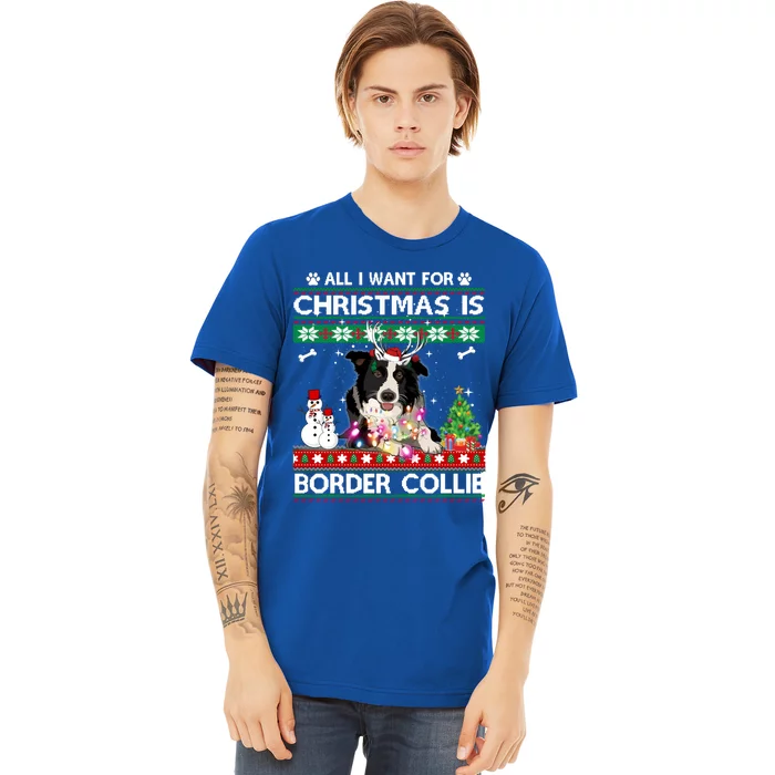 All I Want For Christmas Is Border Collie Dog Xmas Funny Gift Premium T-Shirt