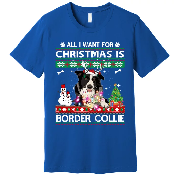 All I Want For Christmas Is Border Collie Dog Xmas Funny Gift Premium T-Shirt