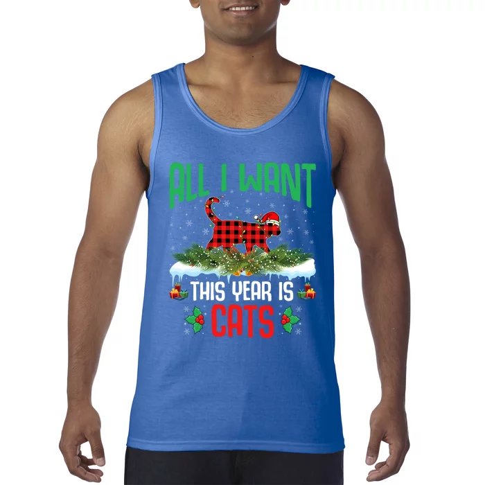 All I Want This Year Is Cats Wearing Santa Hat Christmas Funny Gift Tank Top