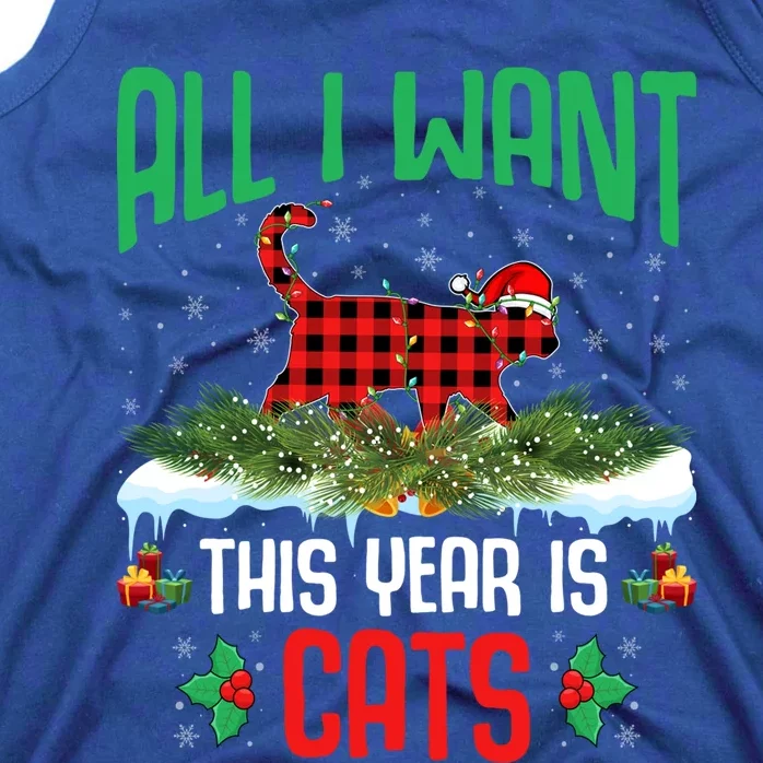 All I Want This Year Is Cats Wearing Santa Hat Christmas Funny Gift Tank Top