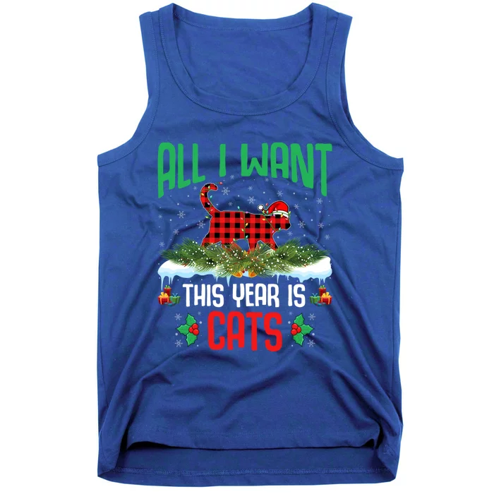 All I Want This Year Is Cats Wearing Santa Hat Christmas Funny Gift Tank Top