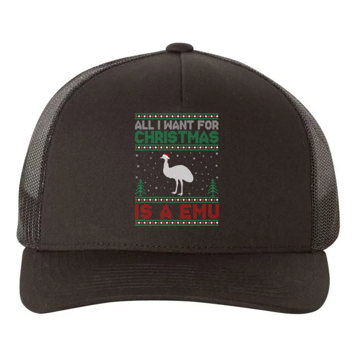 All I Want for Xmas is an Emu Ugly Christmas Sweater Yupoong Adult 5-Panel Trucker Hat