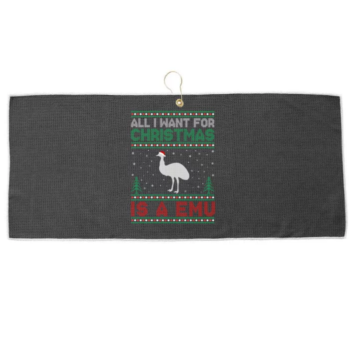 All I Want for Xmas is an Emu Ugly Christmas Sweater Large Microfiber Waffle Golf Towel