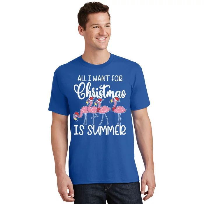 All I Want For Christmas In July Summer Flamingo Xmas Gift T-Shirt