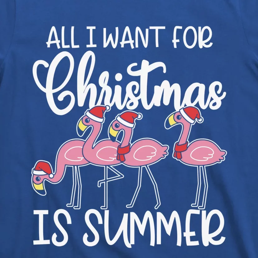 All I Want For Christmas In July Summer Flamingo Xmas Gift T-Shirt