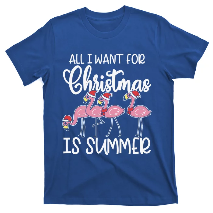 All I Want For Christmas In July Summer Flamingo Xmas Gift T-Shirt