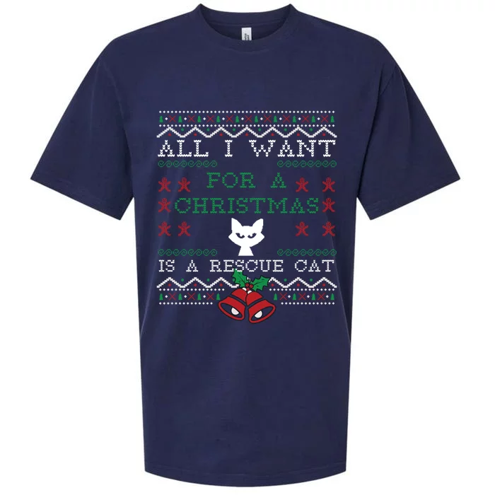 All I Want Christmas Is A Rescue Cat Ugly Meaningful Gift Sueded Cloud Jersey T-Shirt