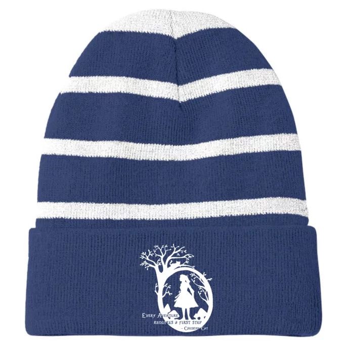 Alice In Wonderland Adventure Funny Striped Beanie with Solid Band