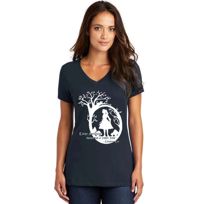 Alice In Wonderland Adventure Funny Women's V-Neck T-Shirt