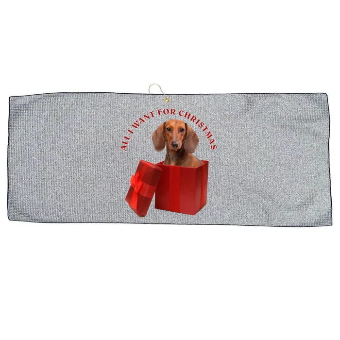 All I Want For Christmas Dachshund Gift Large Microfiber Waffle Golf Towel