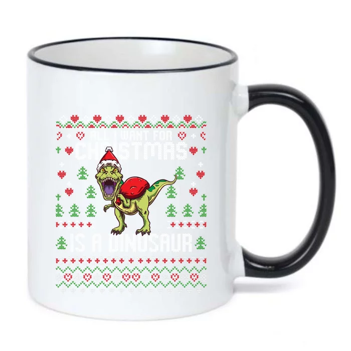 All I Want For Christmas Dinosaur Trex Ugly Xmas Black Color Changing Mug