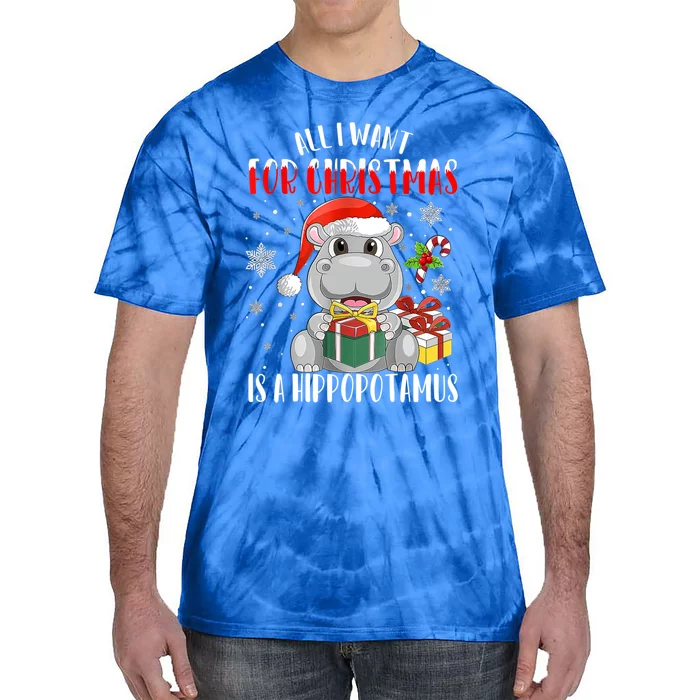 All I Want For Christmas Is A Hippopotamus Xmas Hippo Cool Gift Tie-Dye T-Shirt