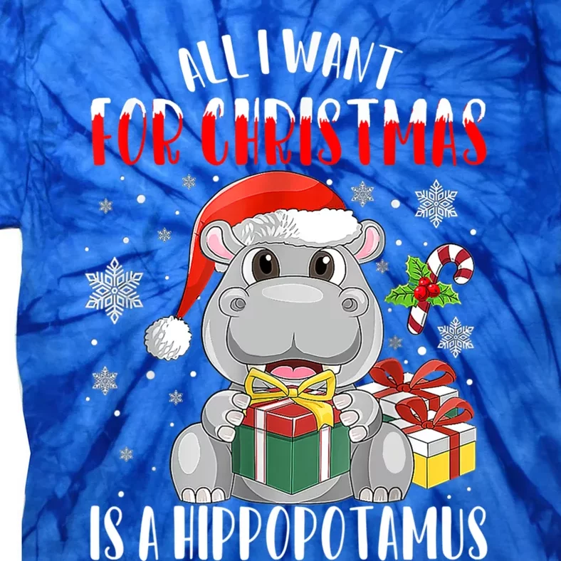 All I Want For Christmas Is A Hippopotamus Xmas Hippo Cool Gift Tie-Dye T-Shirt