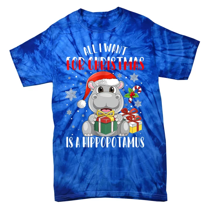 All I Want For Christmas Is A Hippopotamus Xmas Hippo Cool Gift Tie-Dye T-Shirt