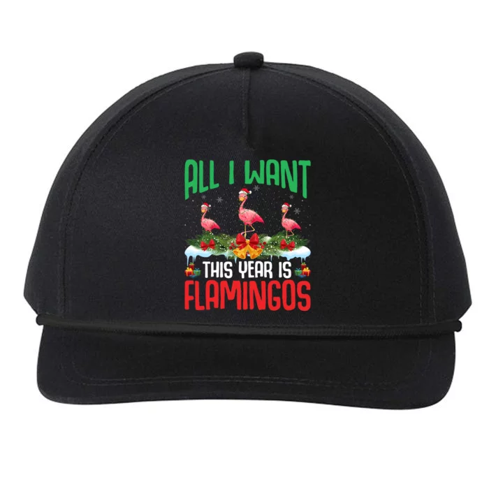 All I Want This Year Is Flamingos Wearing Hat Christmas Cute Gift Snapback Five-Panel Rope Hat