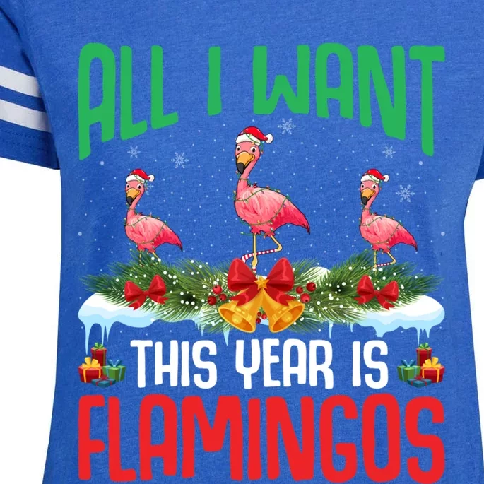 All I Want This Year Is Flamingos Wearing Hat Christmas Cute Gift Enza Ladies Jersey Football T-Shirt