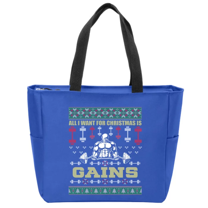 All I Want For Christmas Is Gains Ugly Gift Zip Tote Bag