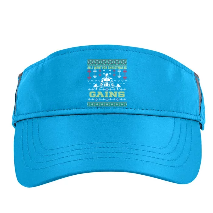 All I Want For Christmas Is Gains Ugly Gift Adult Drive Performance Visor