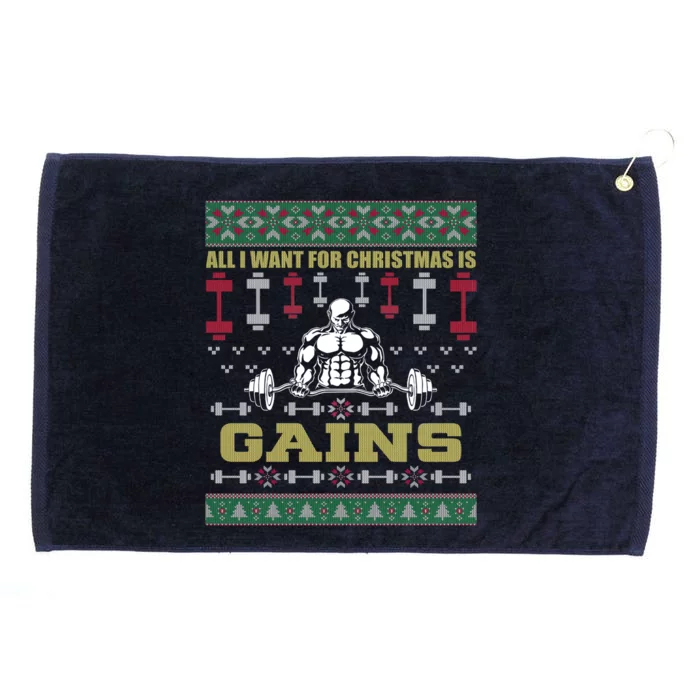 All I Want For Christmas Is Gains Ugly Gift Grommeted Golf Towel