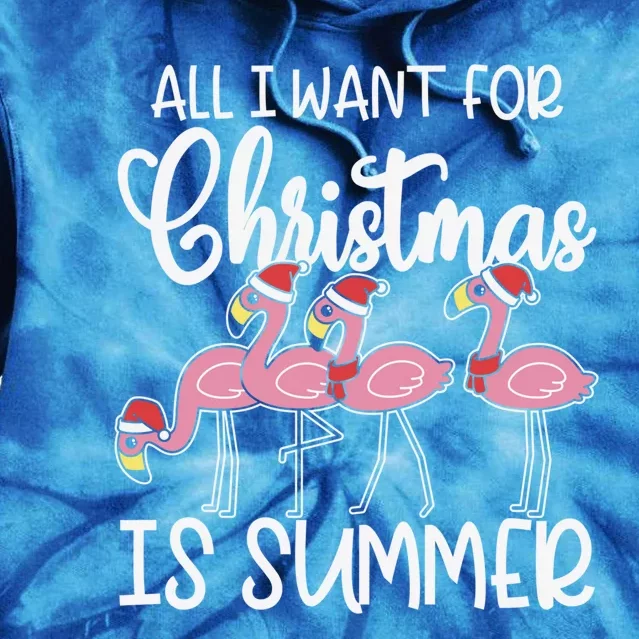 All I Want For Christmas In July Summer Flamingo Xmas Cute Gift Tie Dye Hoodie