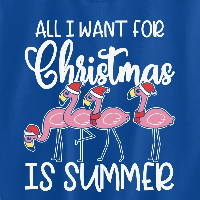 All I Want For Christmas In July Summer Flamingo Xmas Cute Gift Kids Sweatshirt