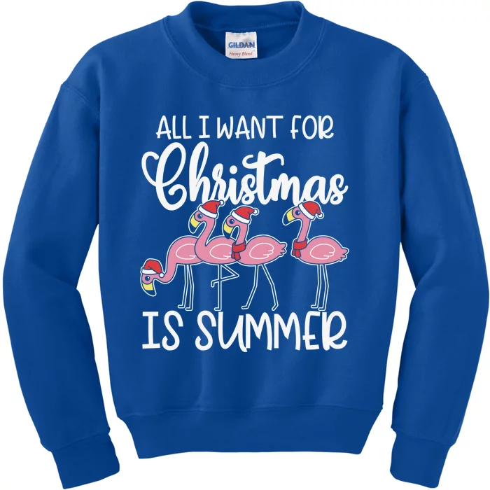 All I Want For Christmas In July Summer Flamingo Xmas Cute Gift Kids Sweatshirt