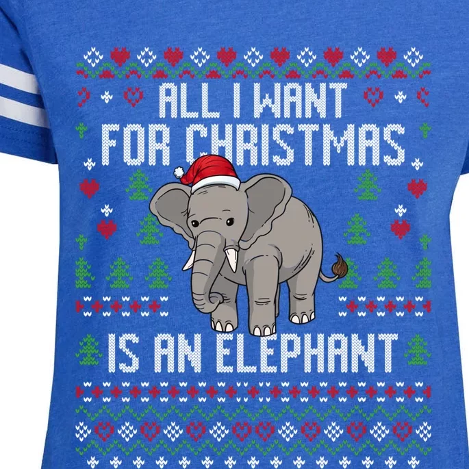 All I Want For Christmas Is An Elephant Ugly Xmas Enza Ladies Jersey Football T-Shirt