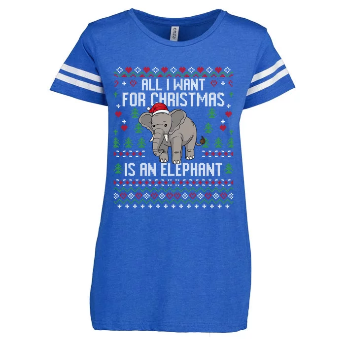 All I Want For Christmas Is An Elephant Ugly Xmas Enza Ladies Jersey Football T-Shirt