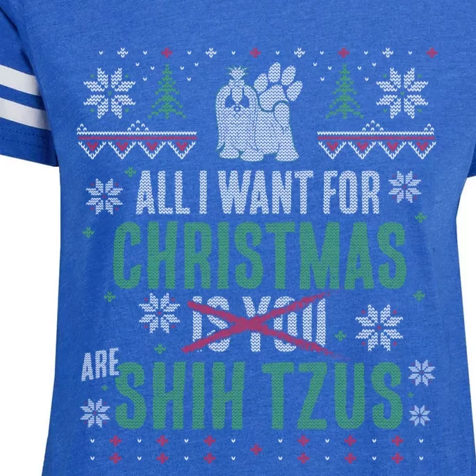 All I Want For Christmas Are Shih Tzus Gift Enza Ladies Jersey Football T-Shirt