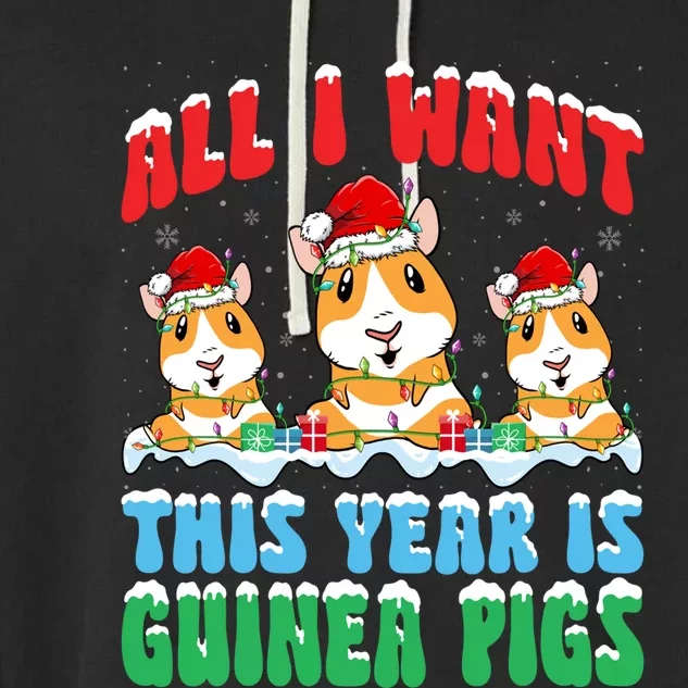 All I Want This Year Is Guinea Pig Wearing Christmas Hat Great Gift Garment-Dyed Fleece Hoodie