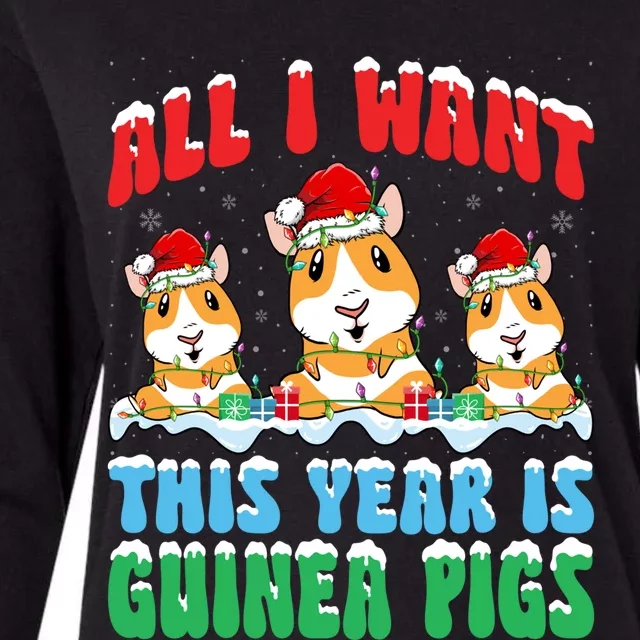 All I Want This Year Is Guinea Pig Wearing Christmas Hat Great Gift Womens Cotton Relaxed Long Sleeve T-Shirt