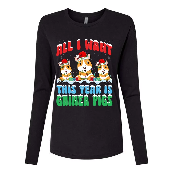 All I Want This Year Is Guinea Pig Wearing Christmas Hat Great Gift Womens Cotton Relaxed Long Sleeve T-Shirt