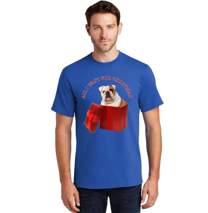 All I Want For Christmas English Bulldog Funny Gift Tall T-Shirt