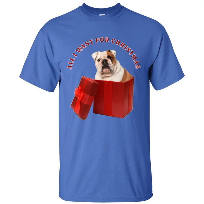 All I Want For Christmas English Bulldog Funny Gift Tall T-Shirt