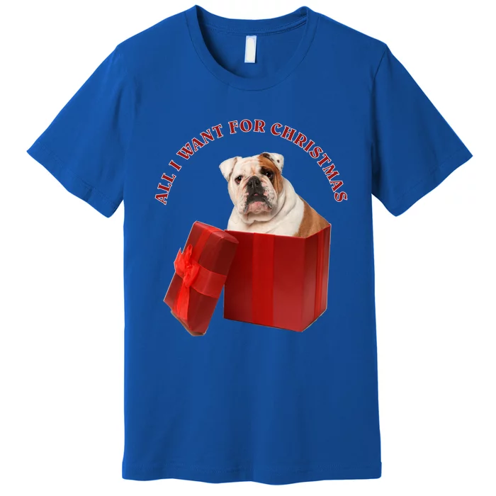 All I Want For Christmas English Bulldog Funny Gift Premium T-Shirt