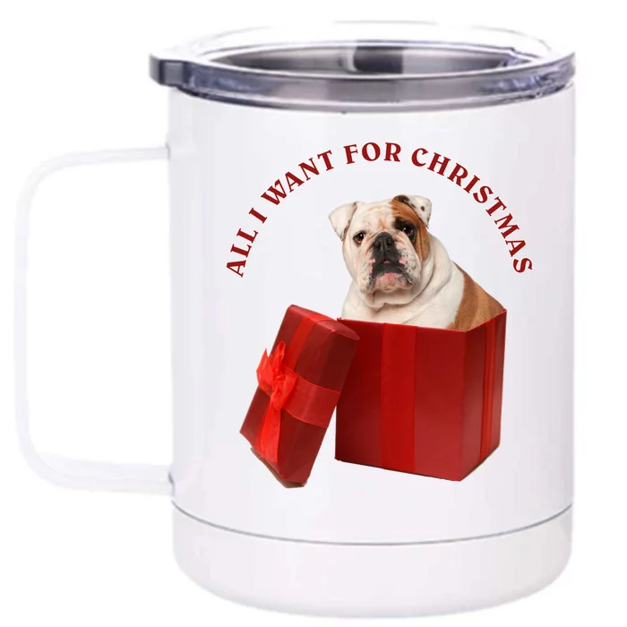 All I Want For Christmas English Bulldog Funny Gift Front & Back 12oz Stainless Steel Tumbler Cup