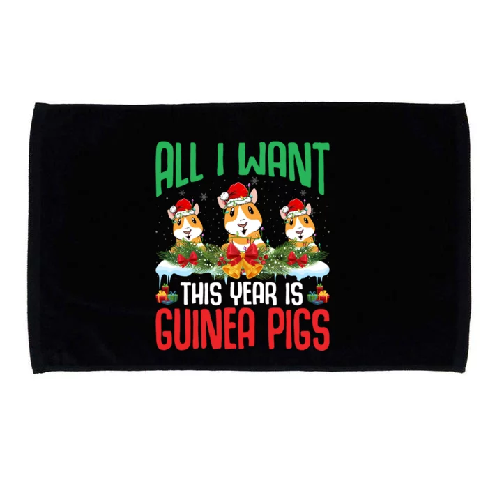 All I Want This Year Is Guinea Pigs Wearing Hat Christmas Gift Microfiber Hand Towel