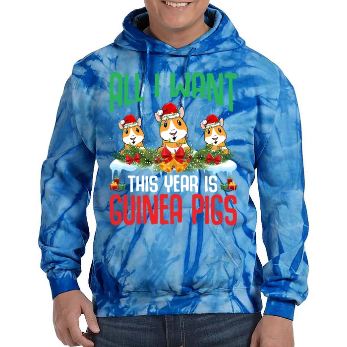 All I Want This Year Is Guinea Pigs Wearing Hat Christmas Gift Tie Dye Hoodie