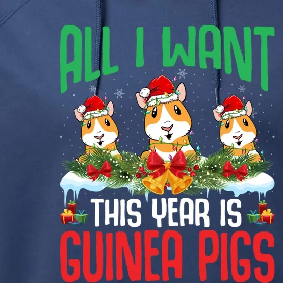 All I Want This Year Is Guinea Pigs Wearing Hat Christmas Gift Performance Fleece Hoodie