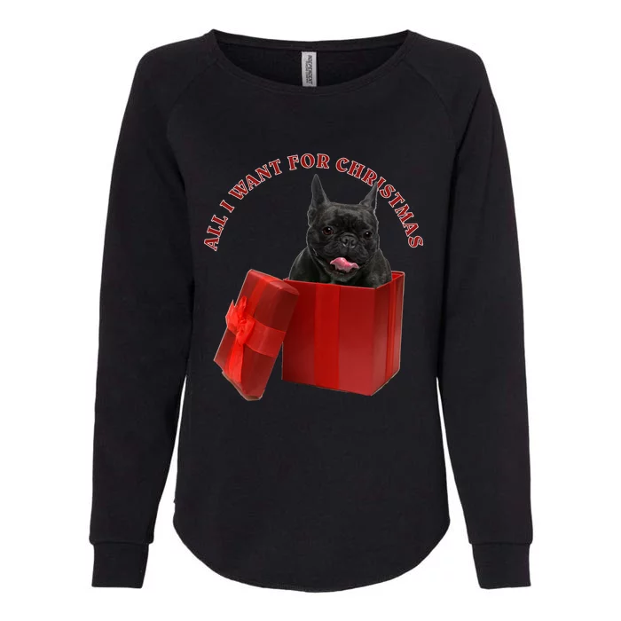 All I Want For Christmas French Bulldog Gift Womens California Wash Sweatshirt