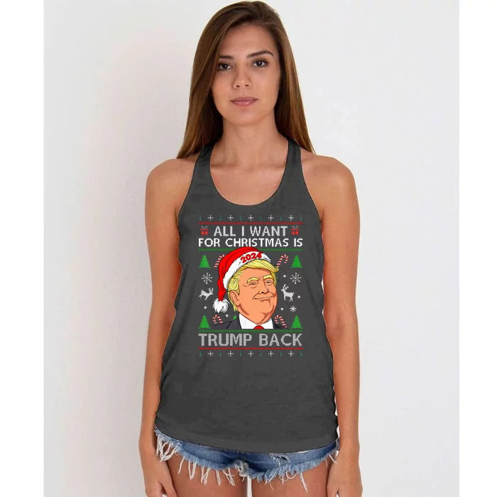 All I Want for Christmas Is Trump Back 2024 Ugly Sweater Women's Knotted Racerback Tank