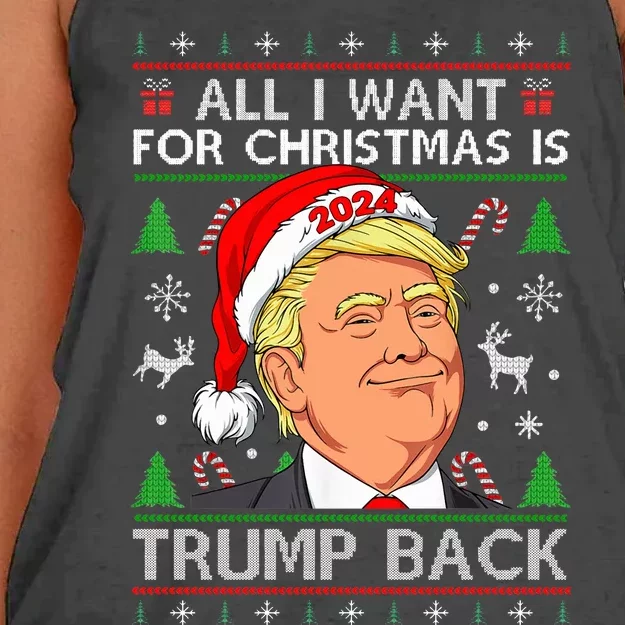 All I Want for Christmas Is Trump Back 2024 Ugly Sweater Women's Knotted Racerback Tank