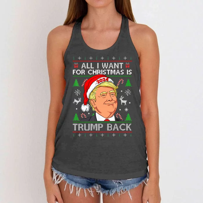 All I Want for Christmas Is Trump Back 2024 Ugly Sweater Women's Knotted Racerback Tank