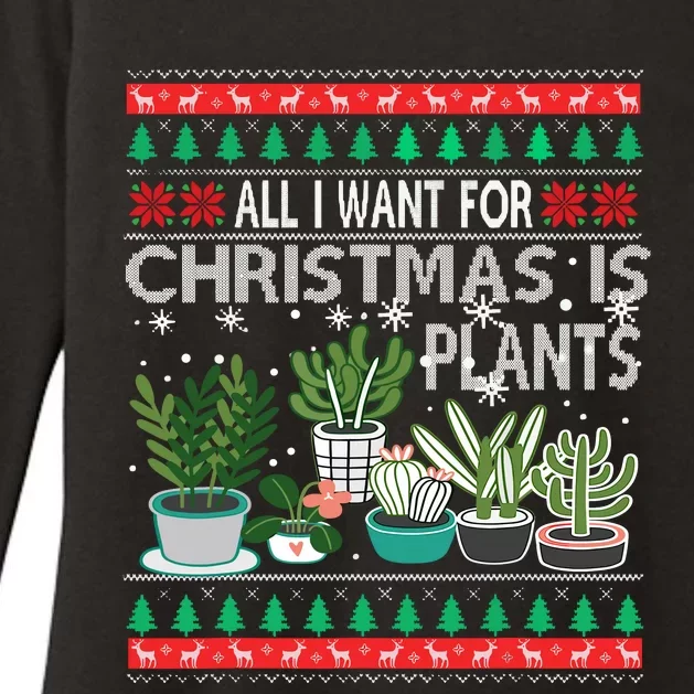 All I Want For Christmas Is Plants Ugly Xmas Sweater Womens CVC Long Sleeve Shirt