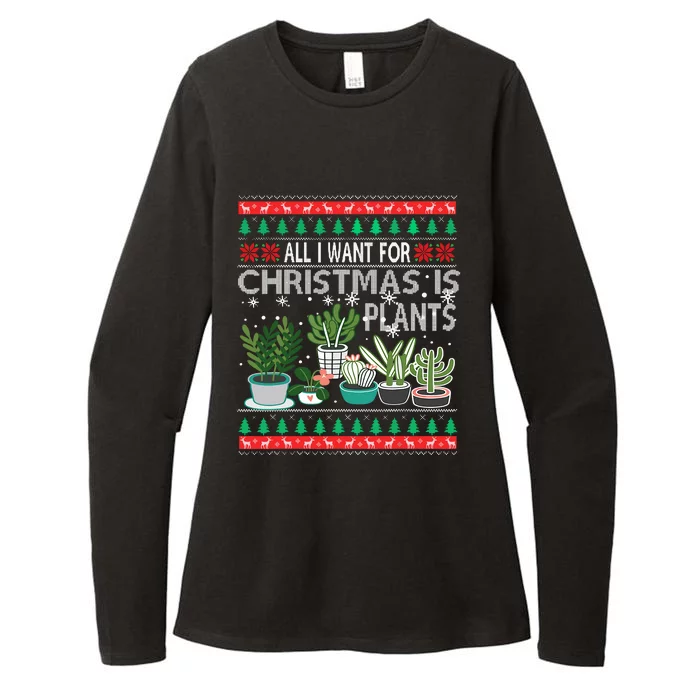 All I Want For Christmas Is Plants Ugly Xmas Sweater Womens CVC Long Sleeve Shirt