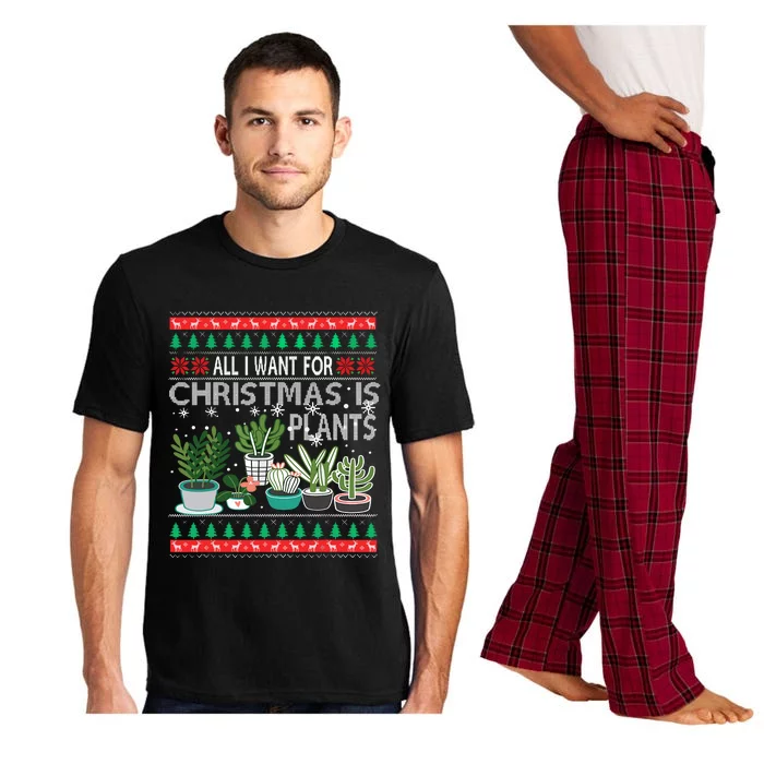 All I Want For Christmas Is Plants Ugly Xmas Sweater Pajama Set