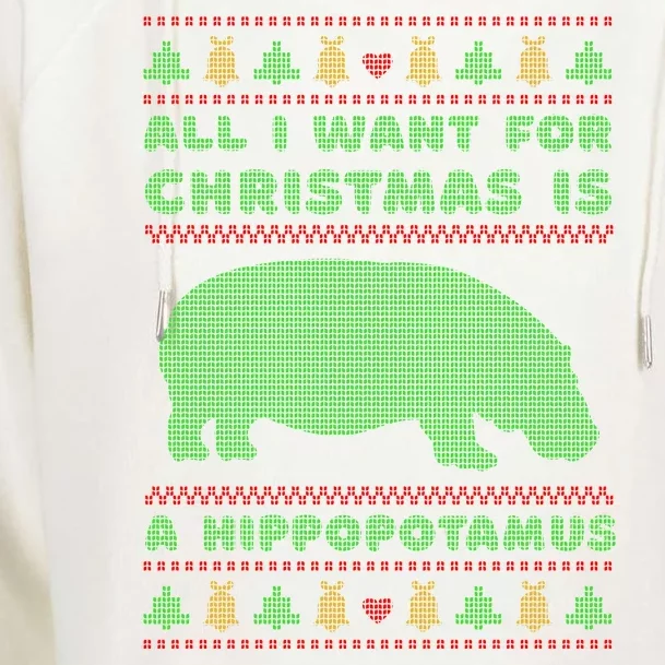 All I Want For Christmas Is A Hippopotamus Cute Ugly Christmas Womens Funnel Neck Pullover Hood