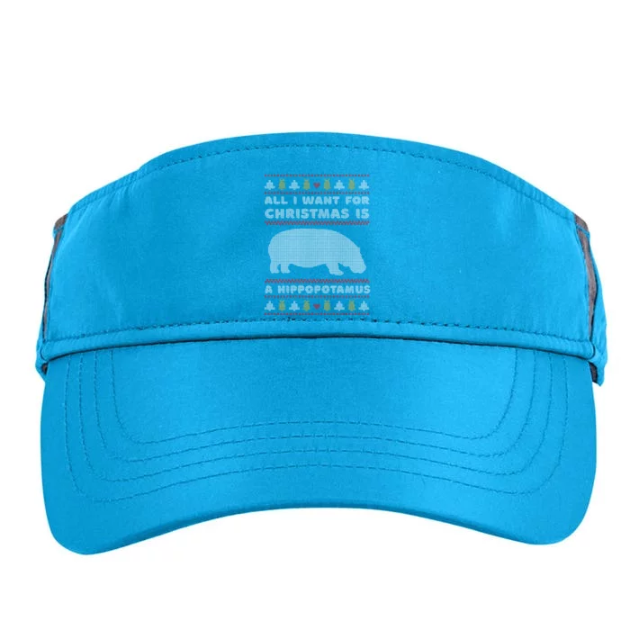 All I Want For Christmas Is A Hippopotamus Cute Ugly Christmas Adult Drive Performance Visor