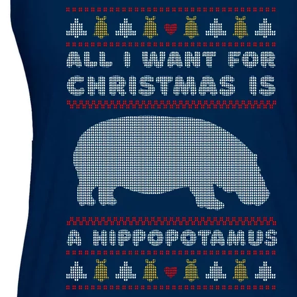 All I Want For Christmas Is A Hippopotamus Cute Ugly Christmas Ladies Essential Flowy Tank